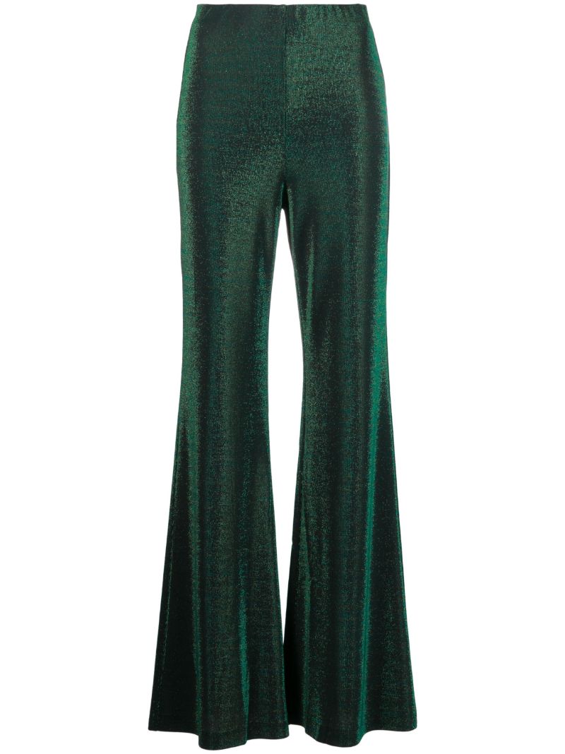 Green Metallic Flared Trousers