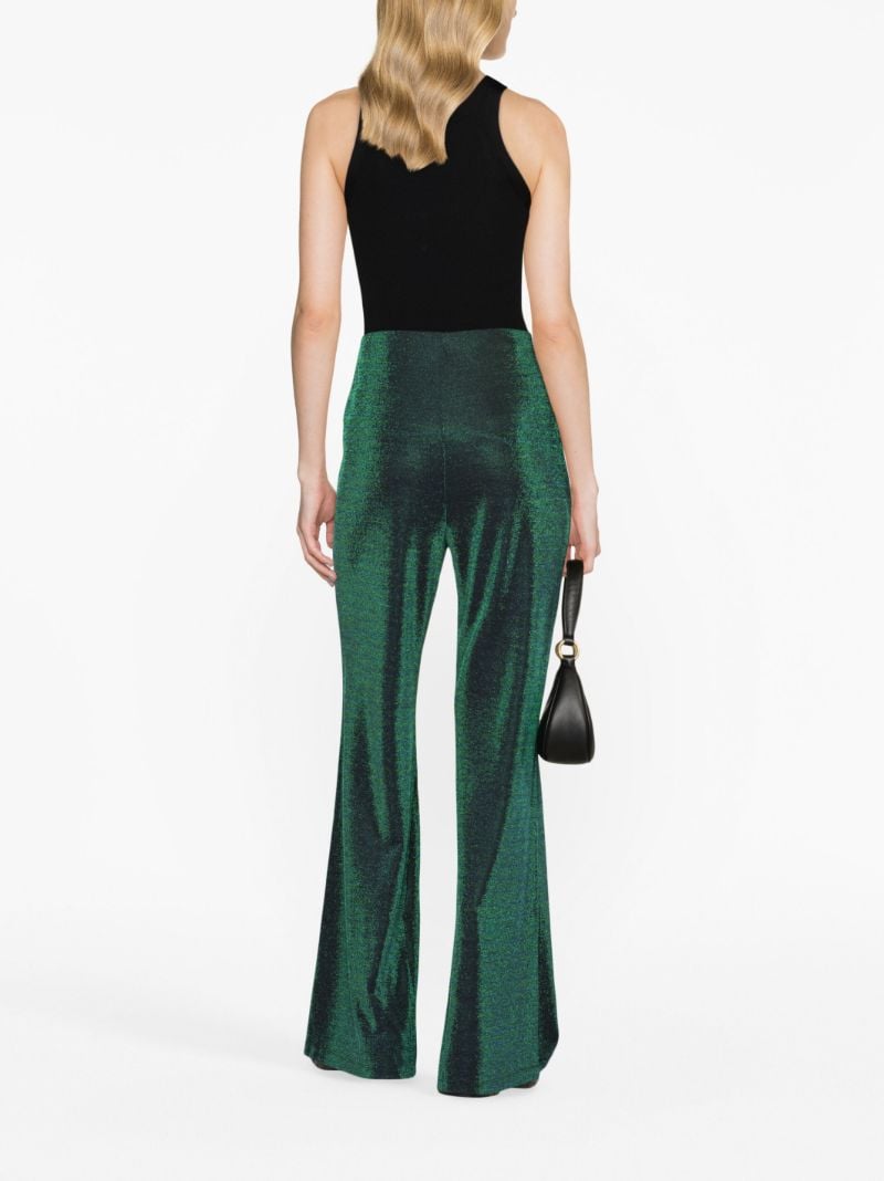 Green Metallic Flared Trousers