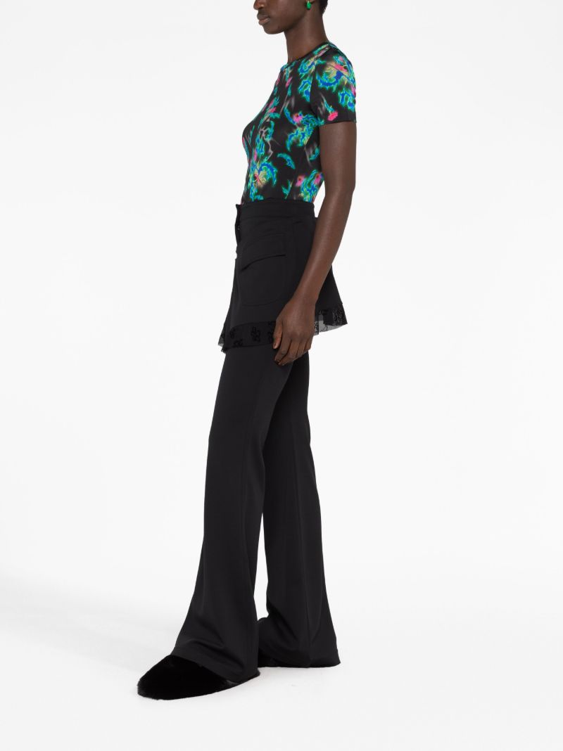 Black Layered Flared Trousers