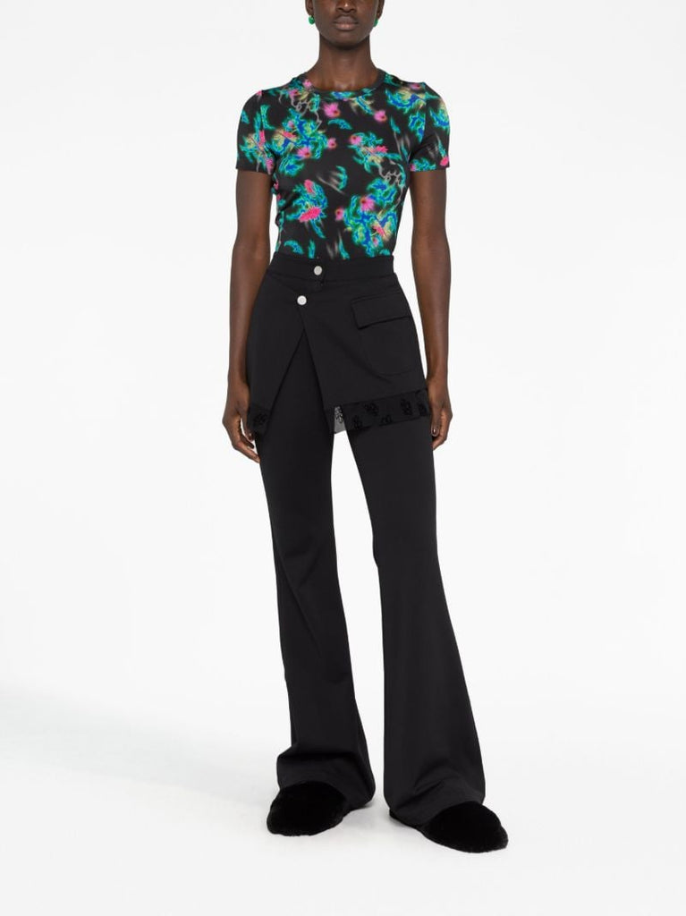 Black Layered Flared Trousers