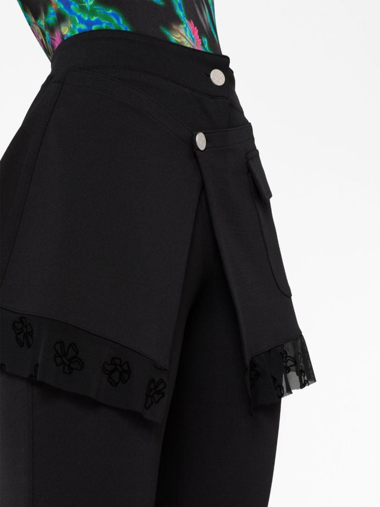 Black Layered Flared Trousers
