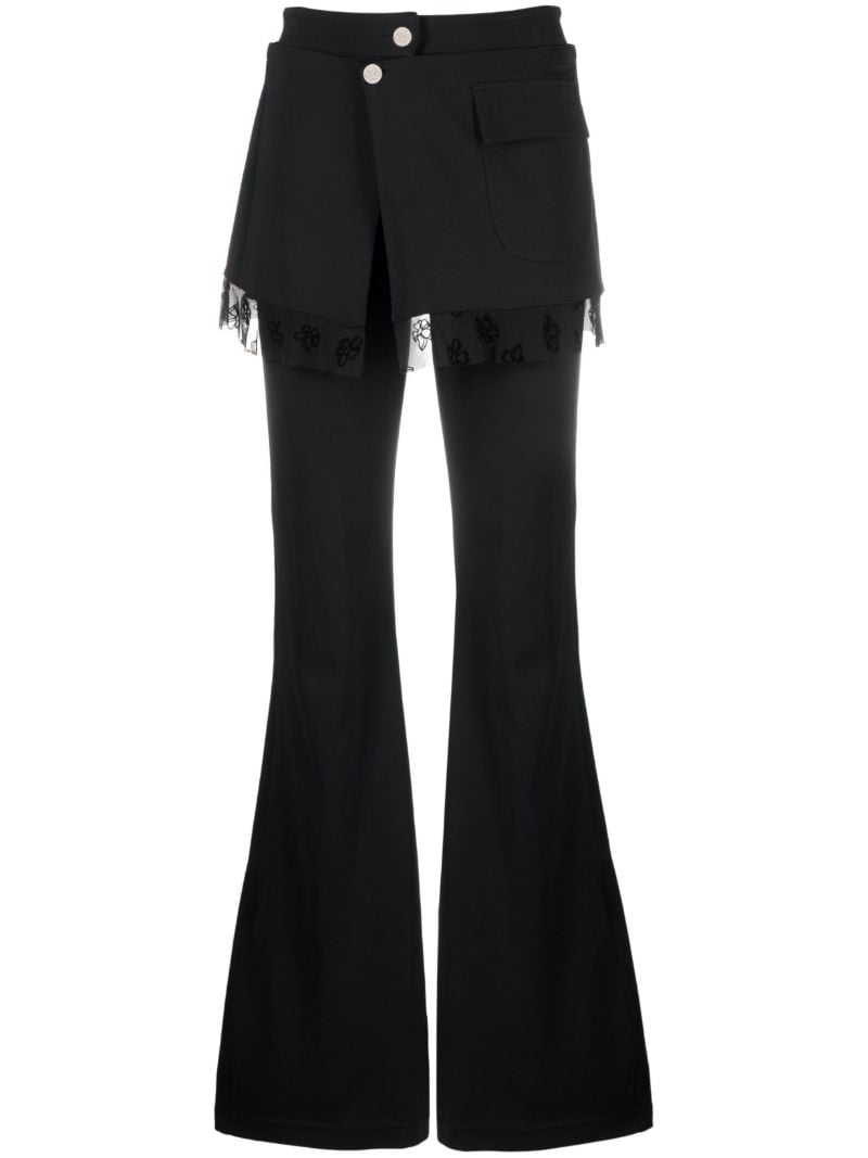 Black Layered Flared Trousers