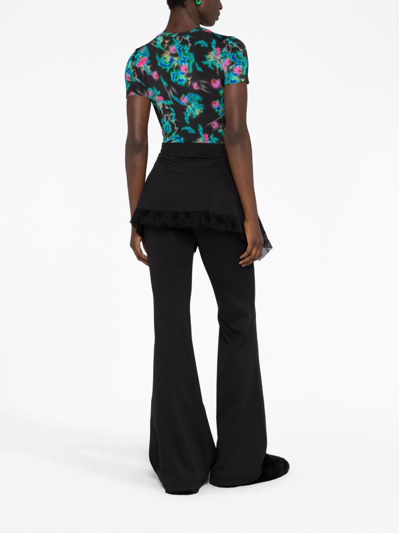 Black Layered Flared Trousers