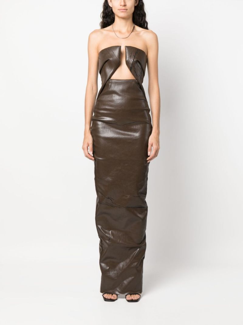Brown Prong Cracked Denim Gown
