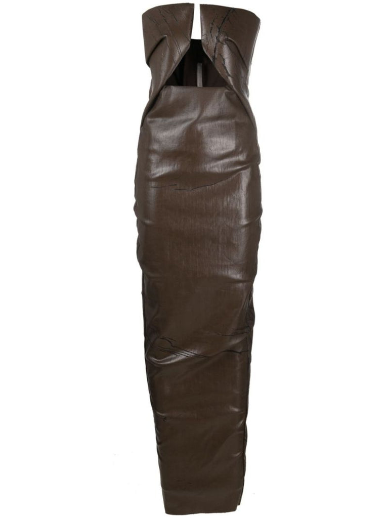 Brown Prong Cracked Denim Gown
