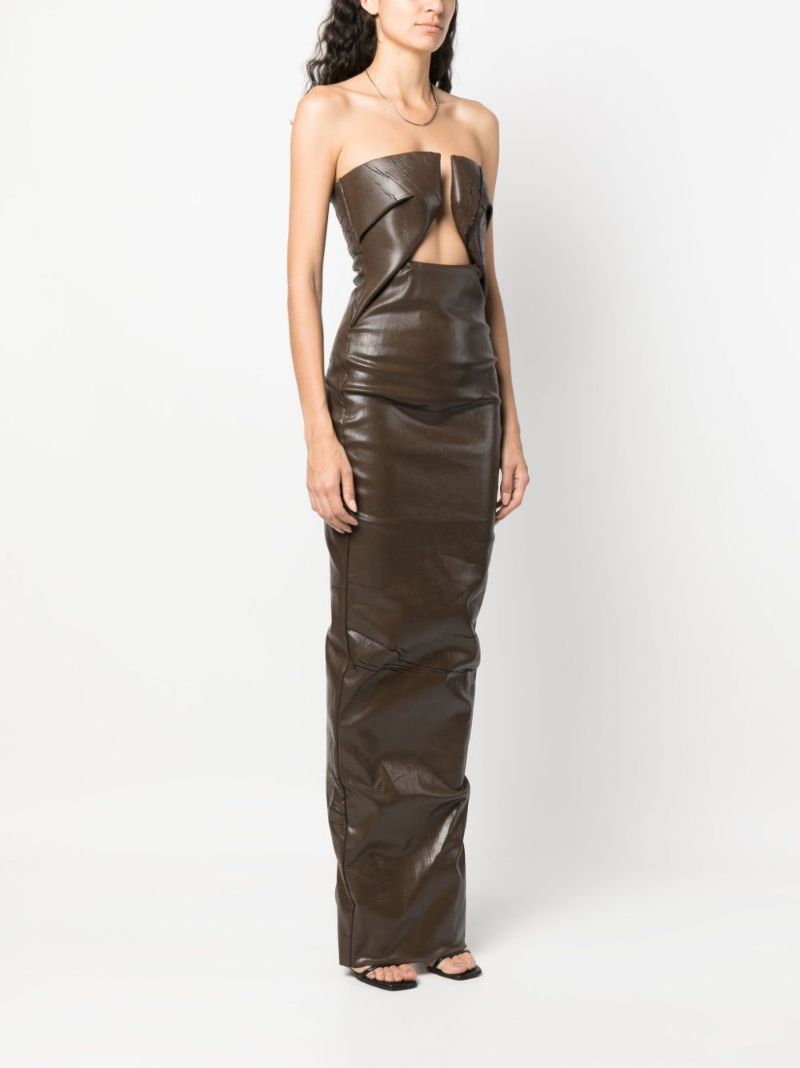 Brown Prong Cracked Denim Gown