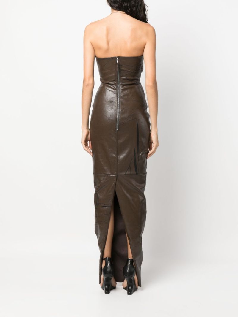 Brown Prong Cracked Denim Gown