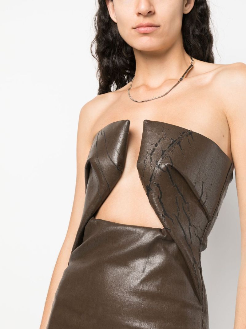 Brown Prong Cracked Denim Gown