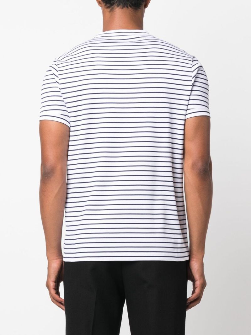 White Logo Plaque Striped Cotton T-shirt