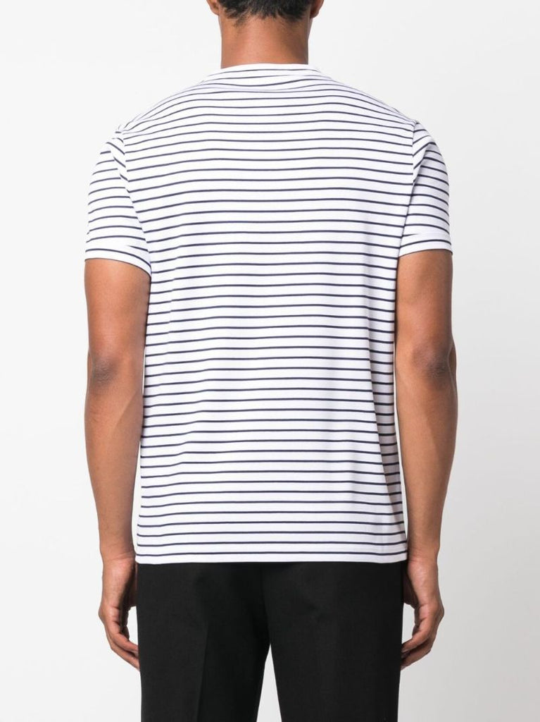 White Logo Plaque Striped Cotton T-shirt