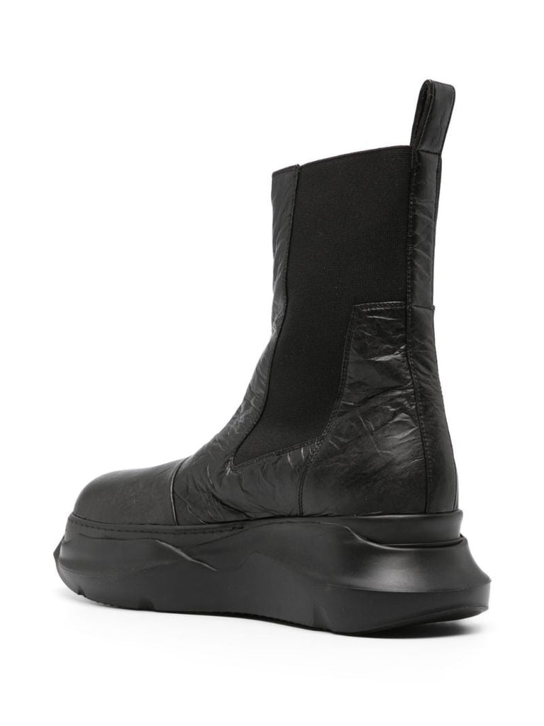 Black Beatle Abstract Faux-leather Boots