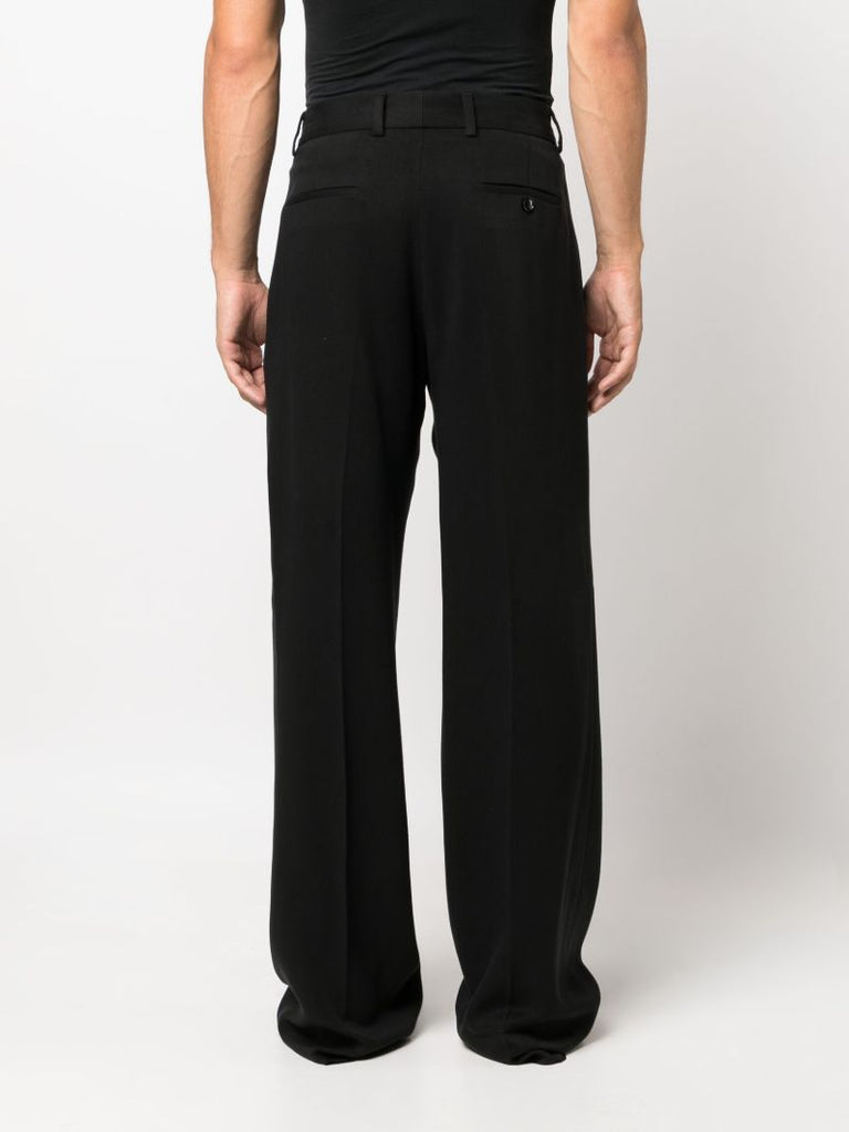Black Ribbed Loose-fit Trousers