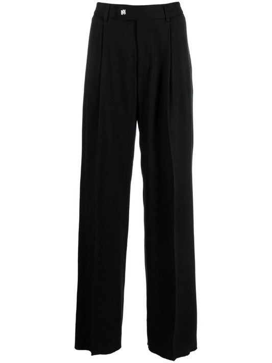 Black Ribbed Loose-fit Trousers