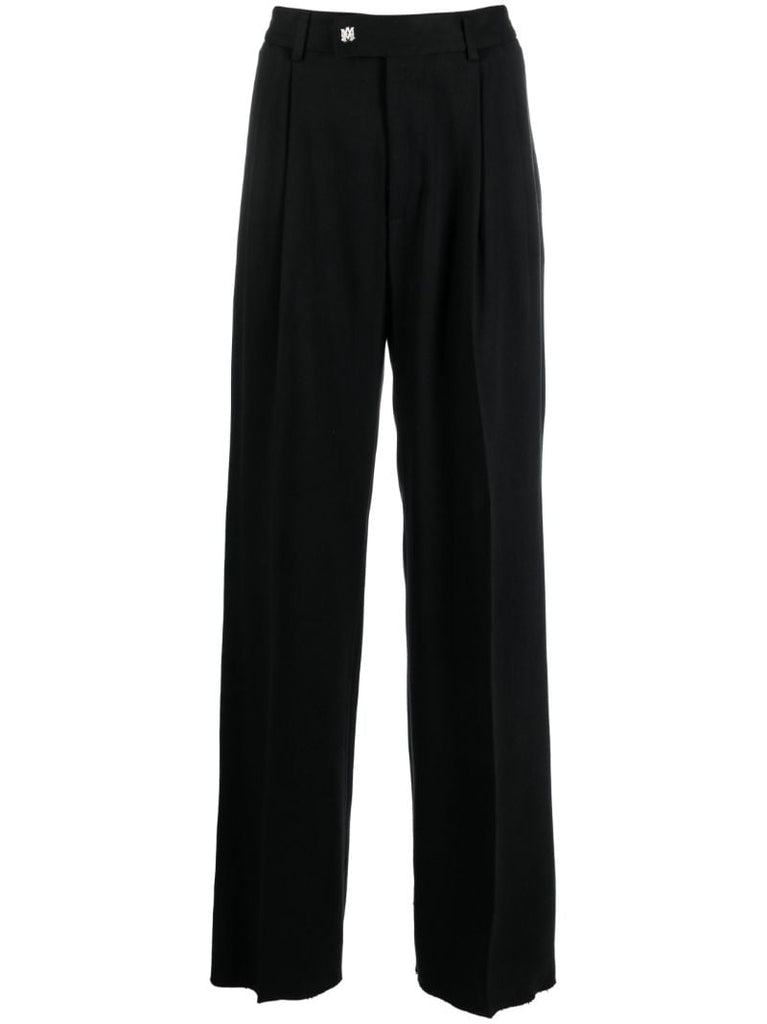 Black Ribbed Loose-fit Trousers
