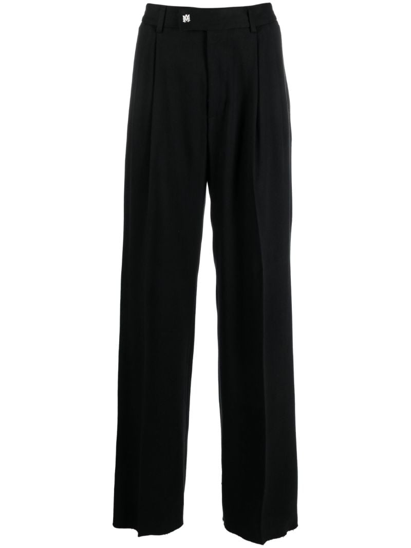 Black Ribbed Loose-fit Trousers