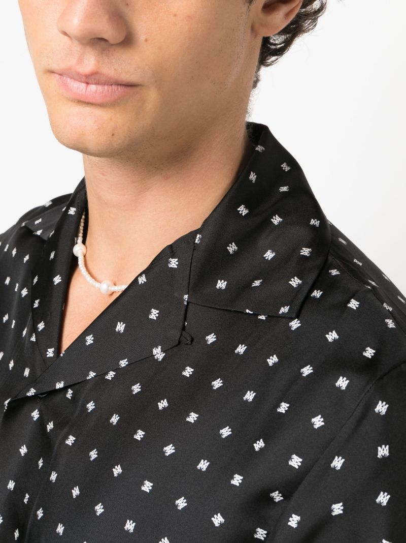 Black Mix Match Monogram-jacquard Shirt