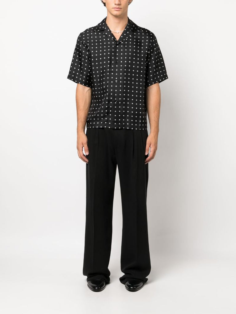 Black Mix Match Monogram-jacquard Shirt