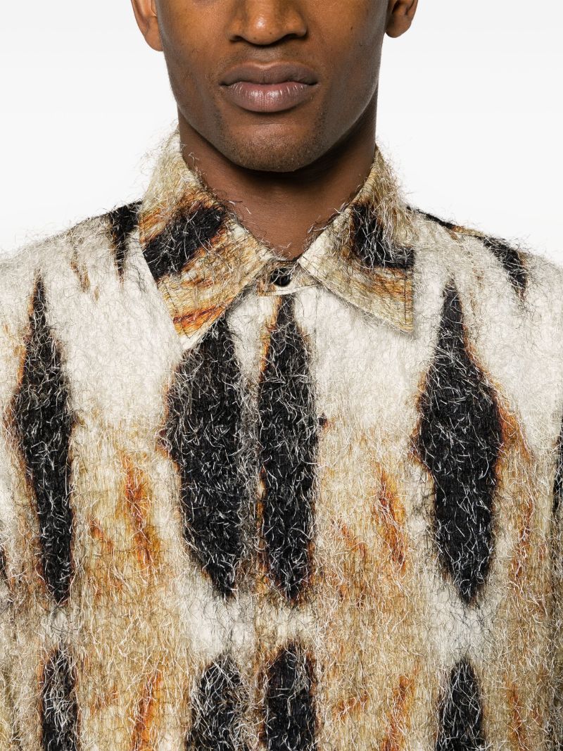 Brown Eyelash Abstract Print Shirt