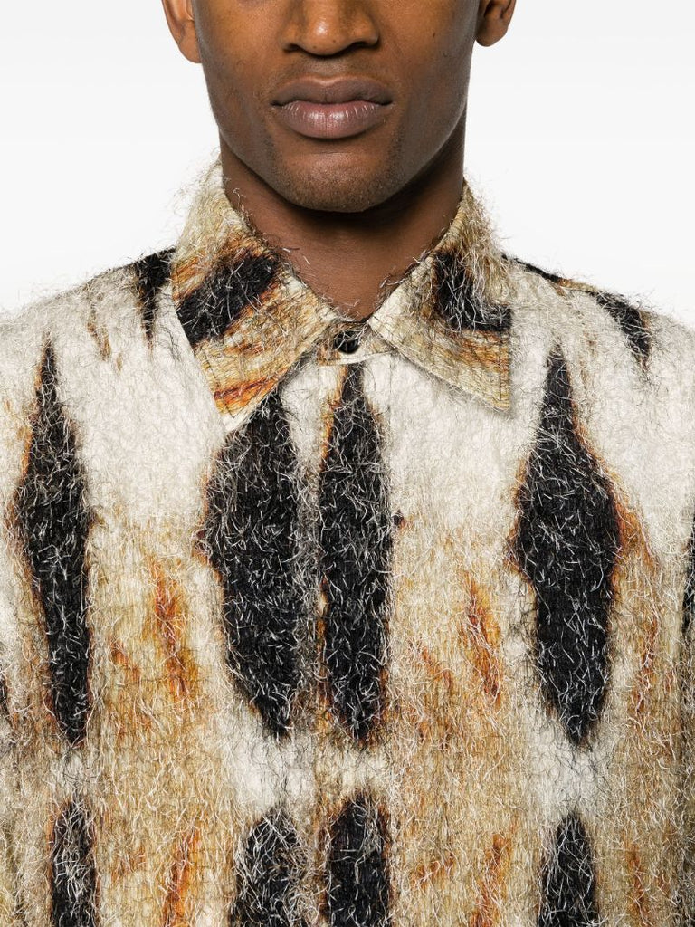 Brown Eyelash Abstract Print Shirt