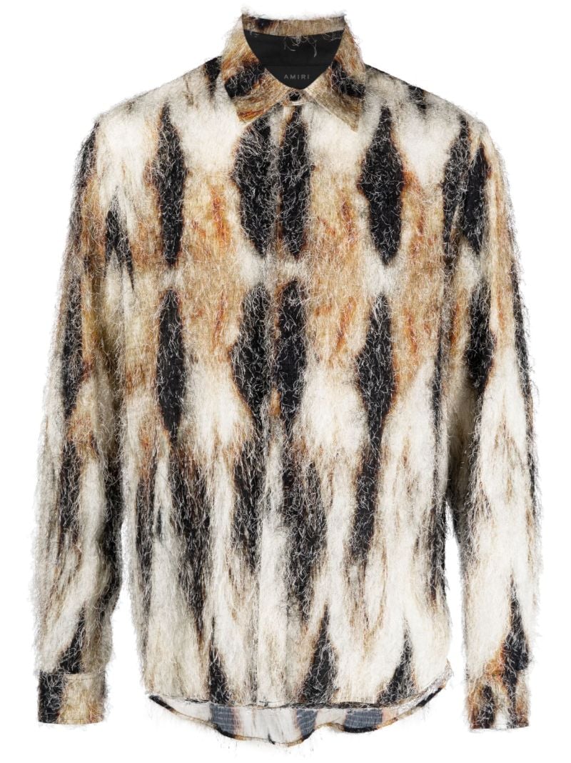 Brown Eyelash Abstract Print Shirt