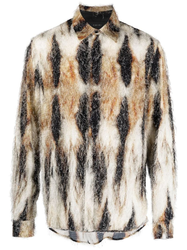 Brown Eyelash Abstract Print Shirt