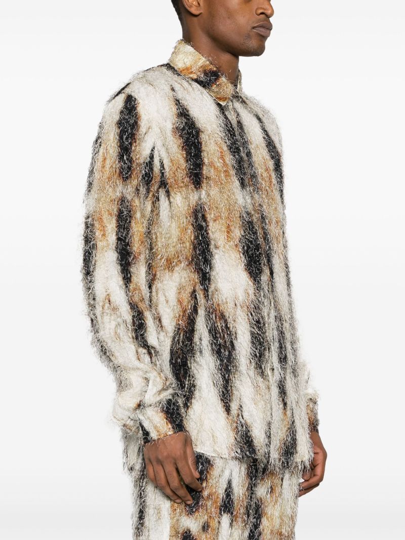 Brown Eyelash Abstract Print Shirt