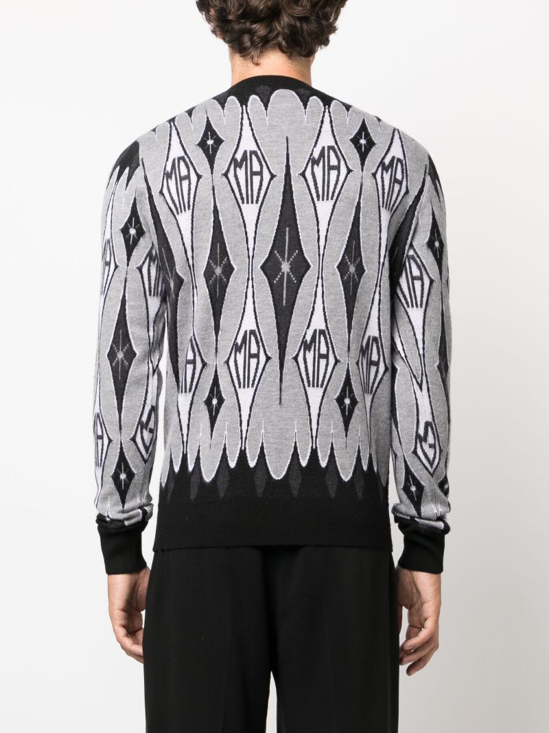 Black Argyle Logo-intarsia Wool Sweater