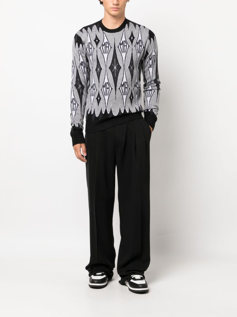 Black Argyle Logo-intarsia Wool Sweater
