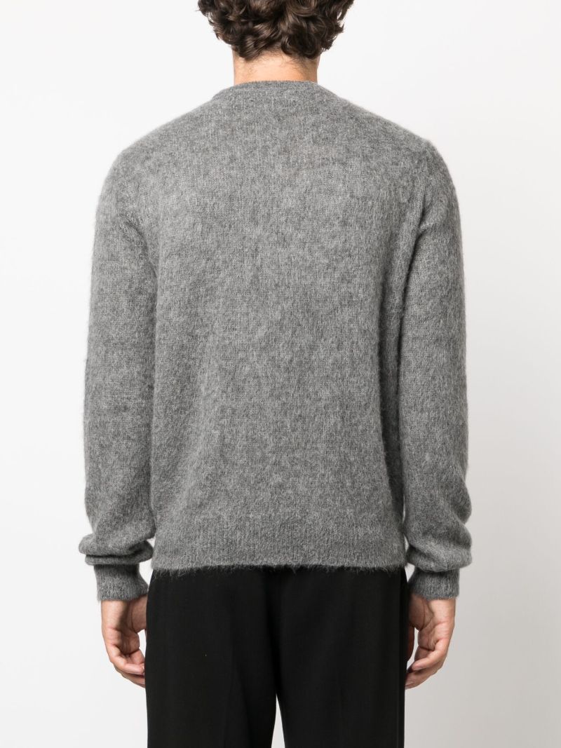 Grey Logo-intarsia Brushed Sweater