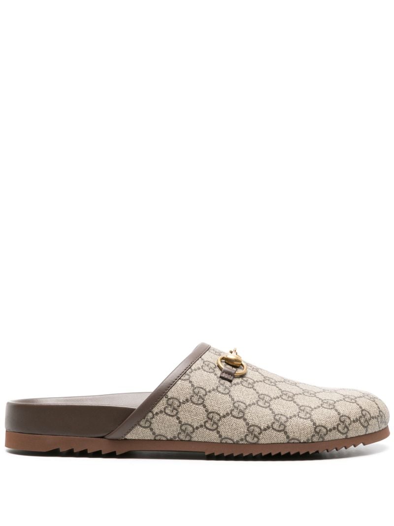 Brown Gg Horsebit Detail Slippers