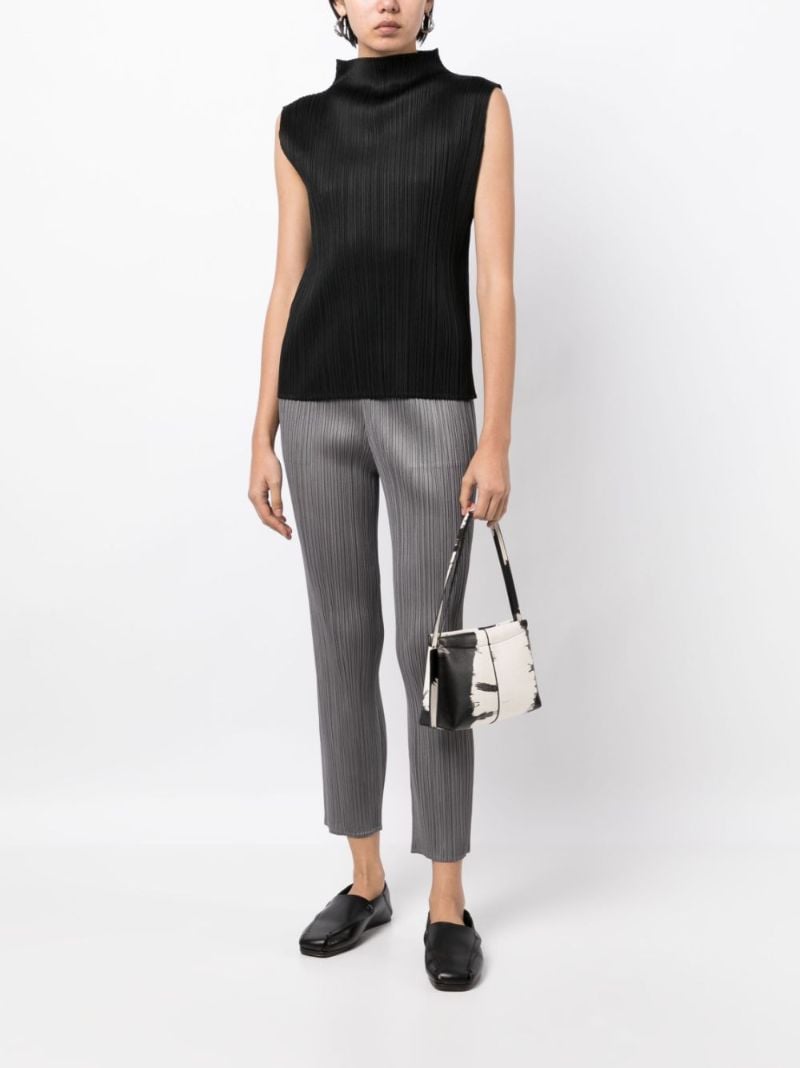 Grey Pleated Cropped Trousers