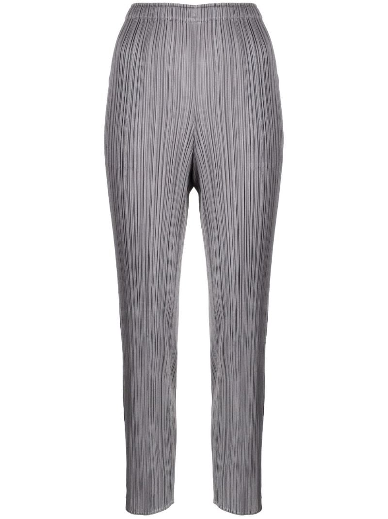 Grey Pleated Cropped Trousers