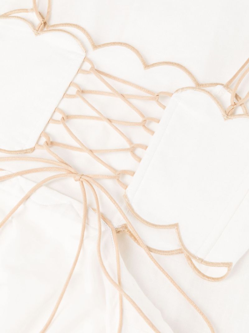 White Devi Scallop Linen Dress