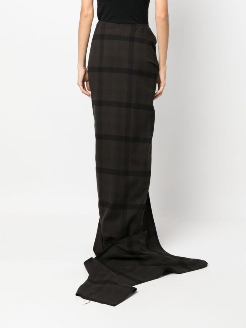 Black Edfu Plaid Draped Train Skirt