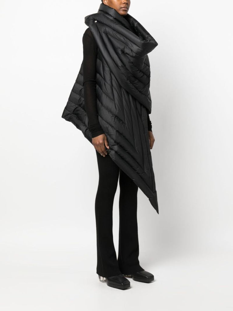 Black Gleam Asymmetric Down Gilet