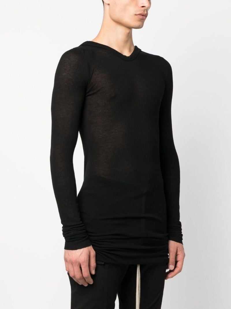 Black Semi-sheer Hooded Long Top