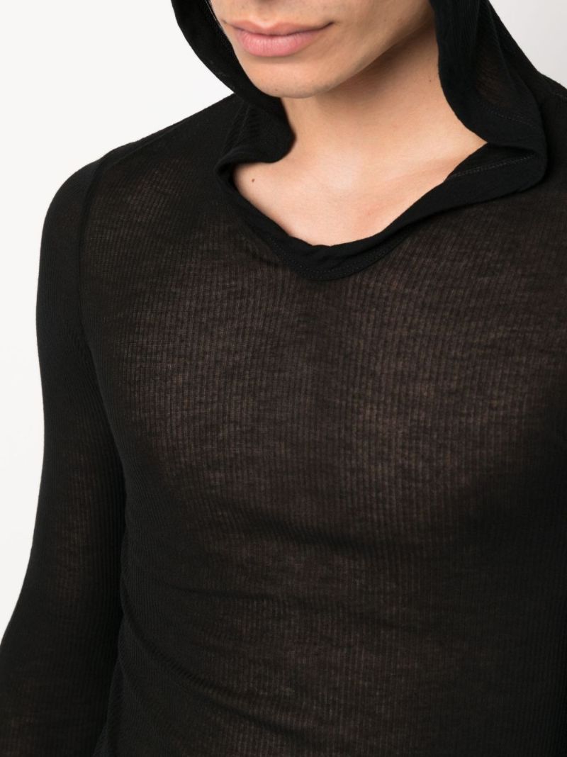Black Semi-sheer Hooded Long Top