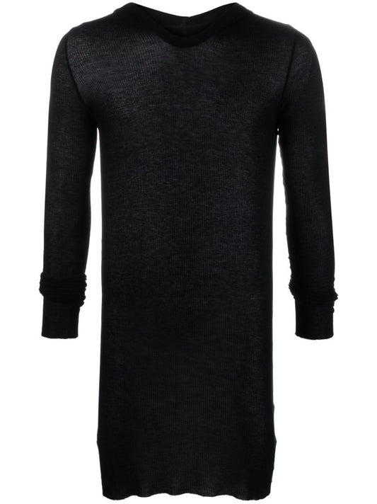 Black Semi-sheer Hooded Long Top