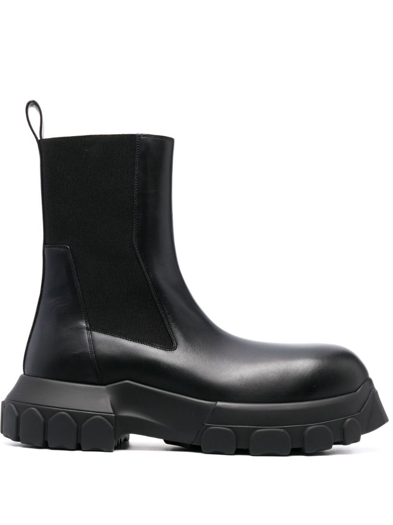 Black Beatle Bozo Tractor Leather Boots
