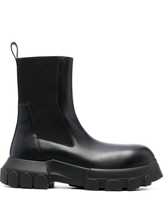 Black Beatle Bozo Tractor Leather Boots
