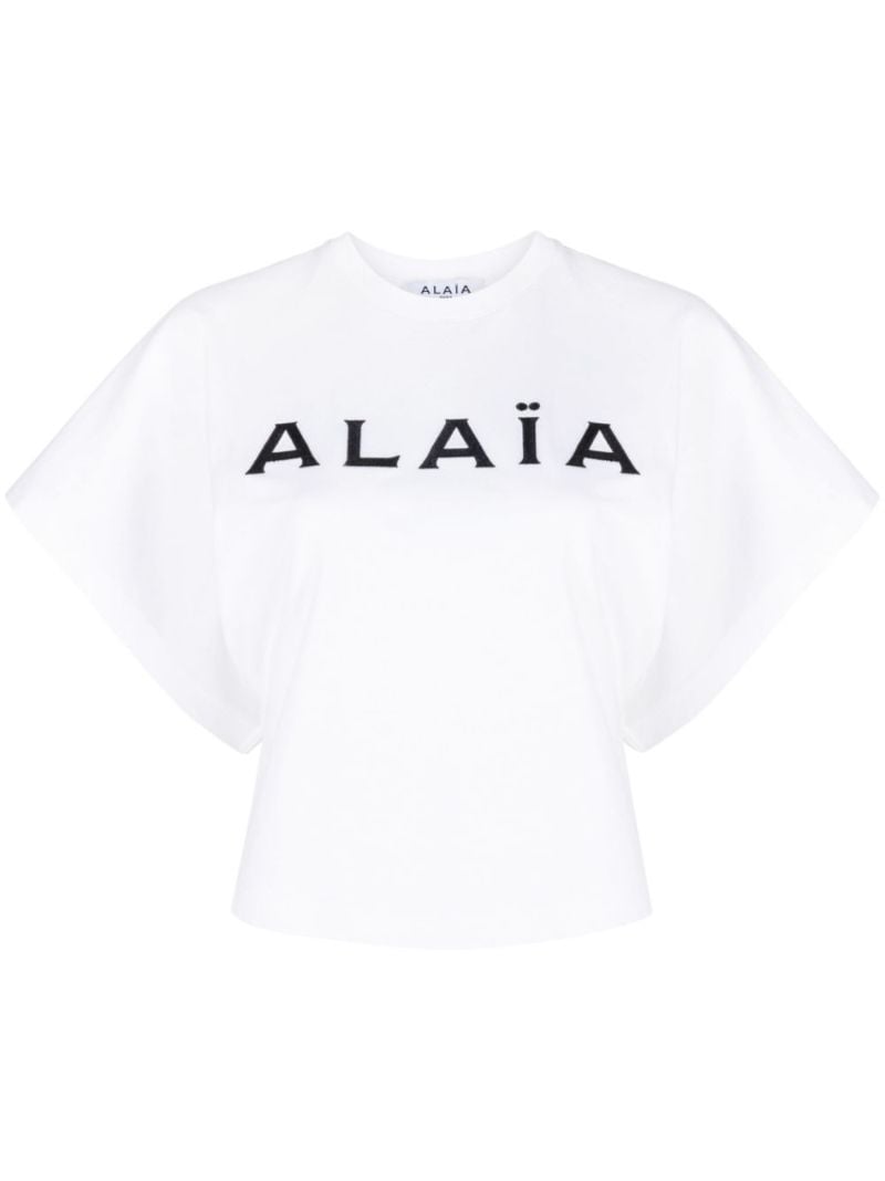 White Logo Print Cotton T-shirt