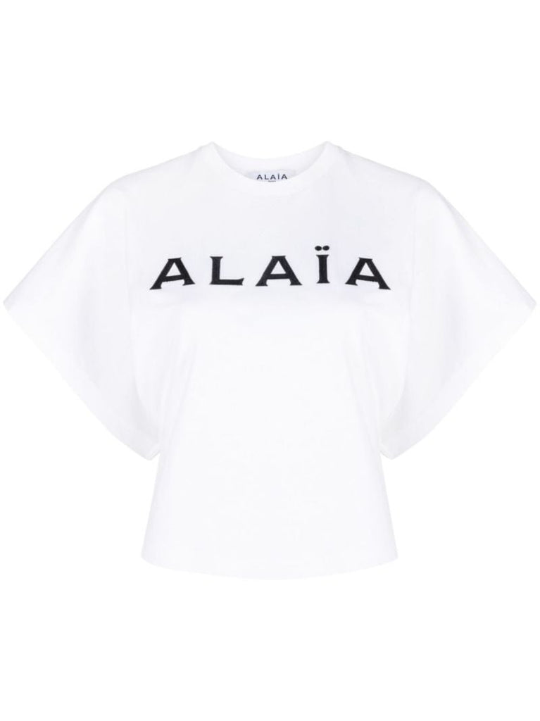 White Logo Print Cotton T-shirt