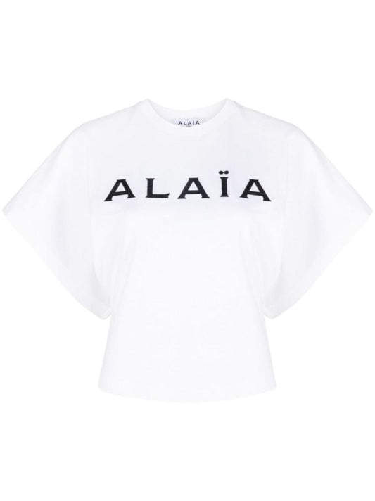 White Logo Print Cotton T-shirt