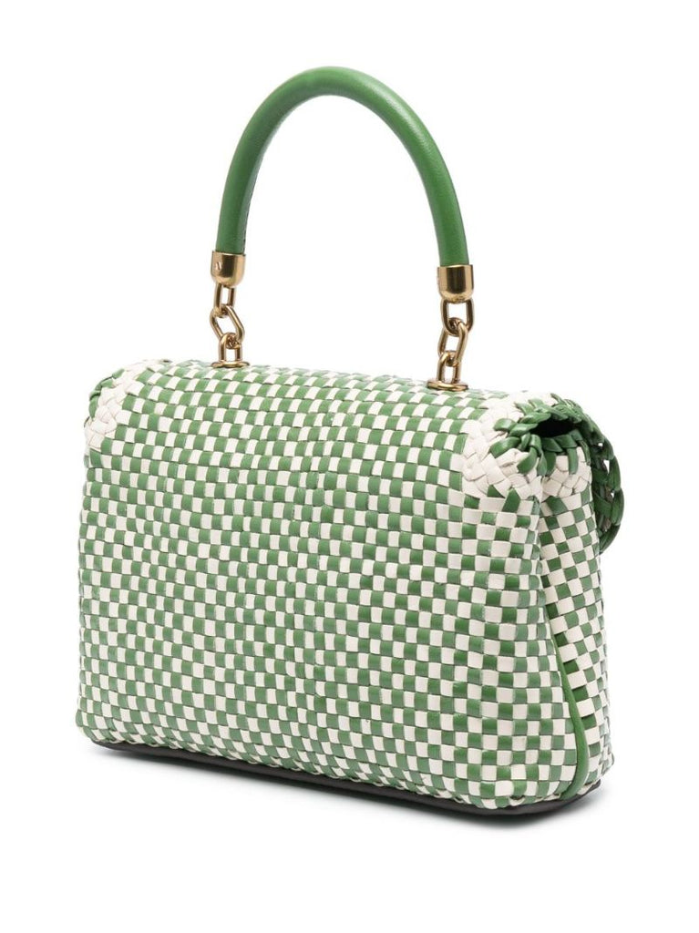 Green Kira Mini Woven Tote Bag