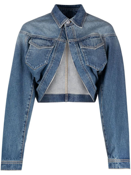 Blue Cropped Denim Jacket