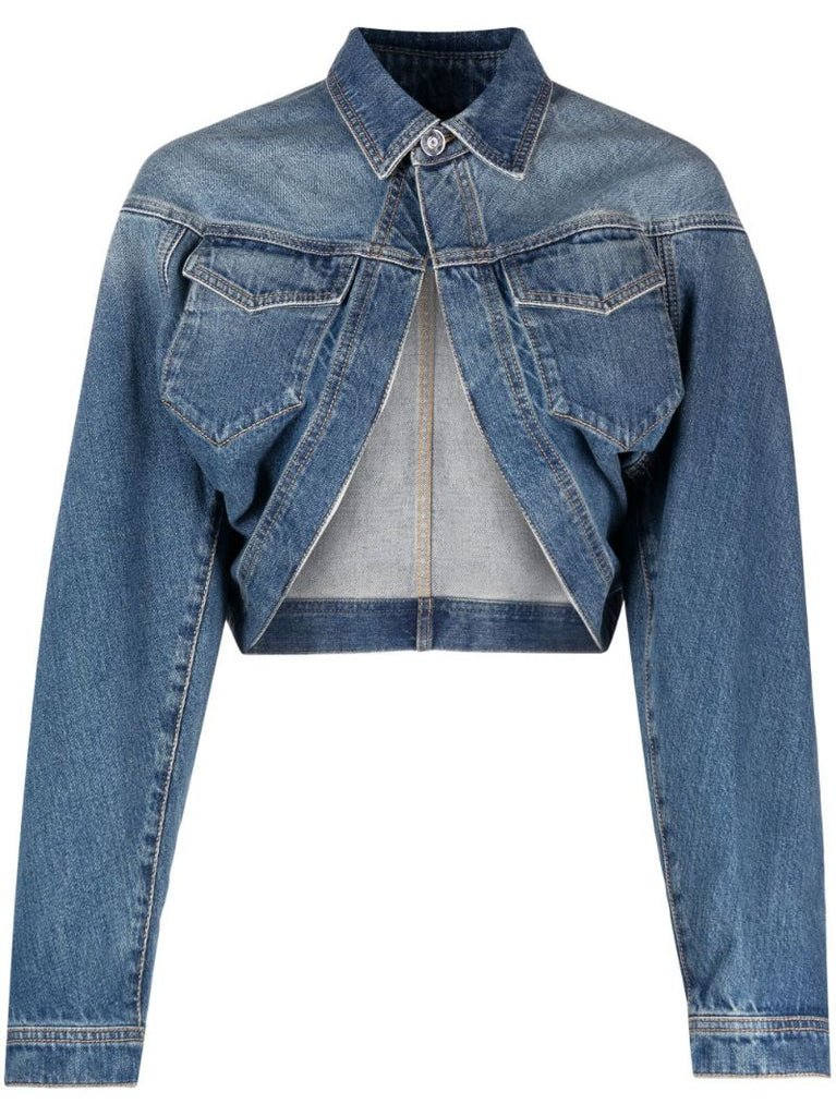 Blue Cropped Denim Jacket