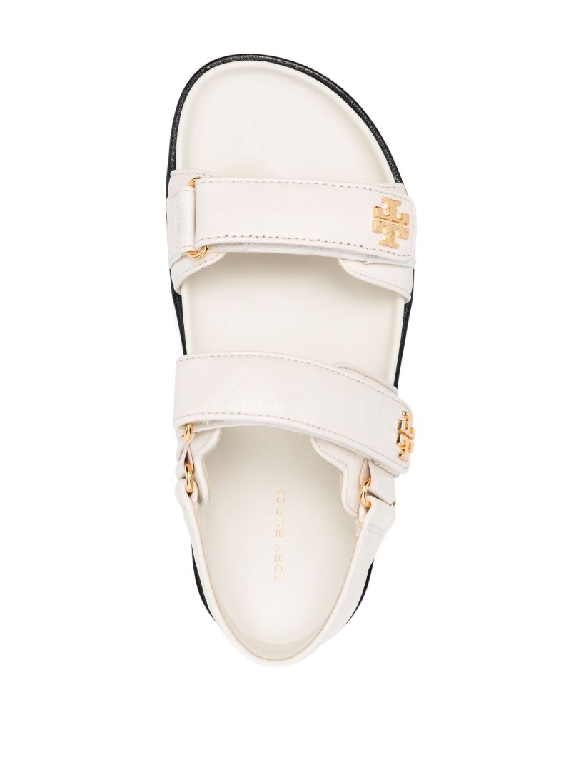 White Double T Leather Sandals