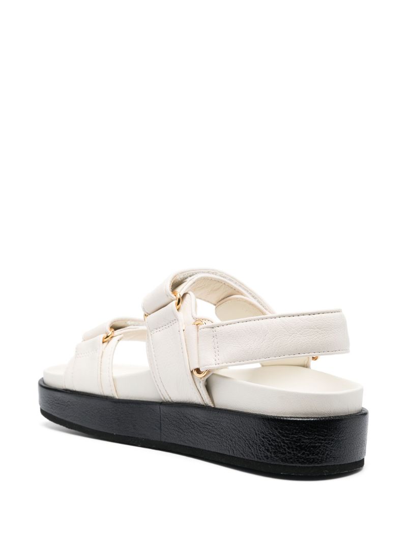 White Double T Leather Sandals