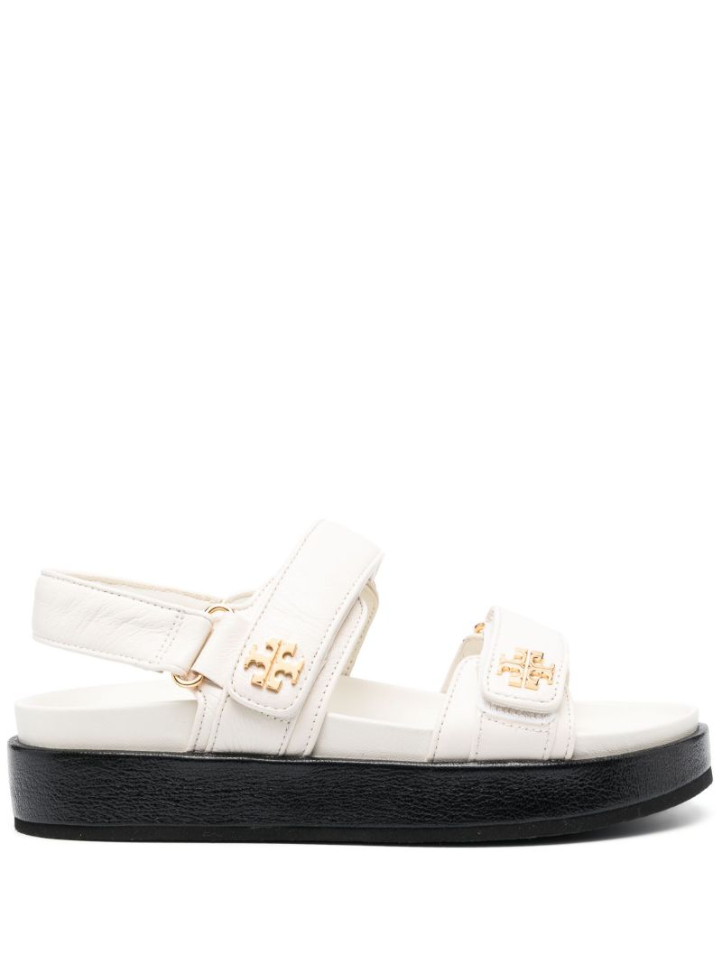 White Double T Leather Sandals