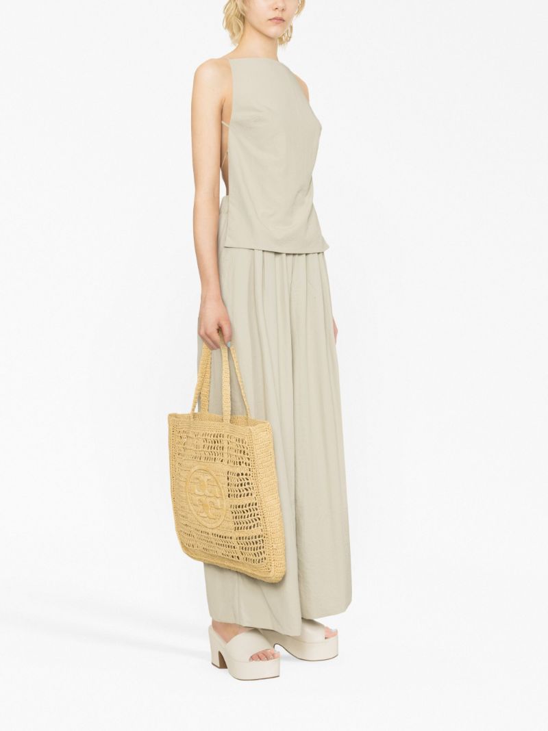 Neutral Ella Crochet Raffia Tote Bag